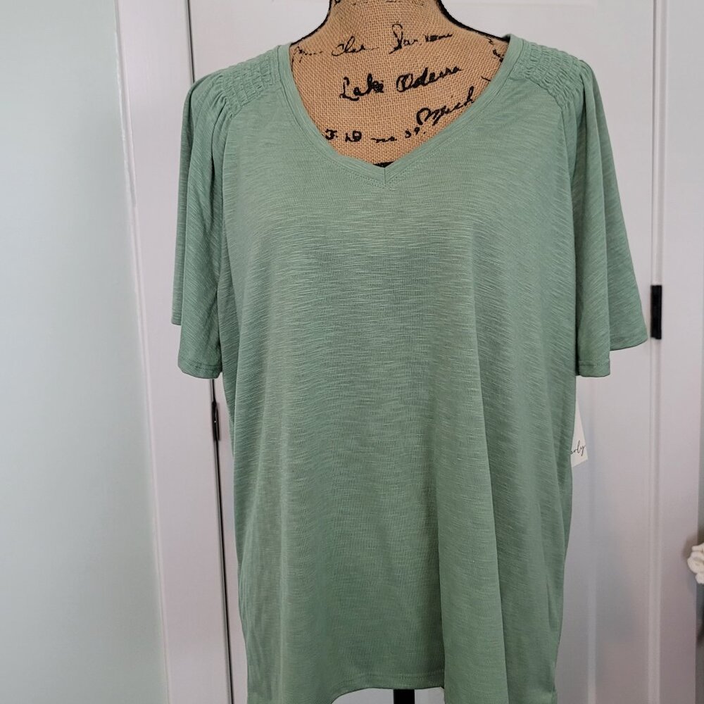 Wonderly Tunic Top Pale Green Plus Size 1X Great Transition Piece
